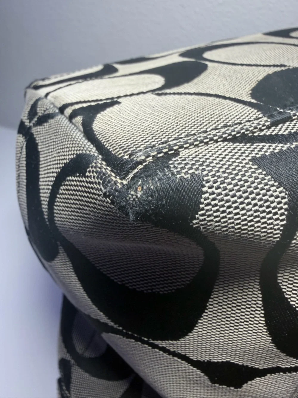 Coach Black and Gray Signature Canvas Shoulder Bag - Picture 11 of 14